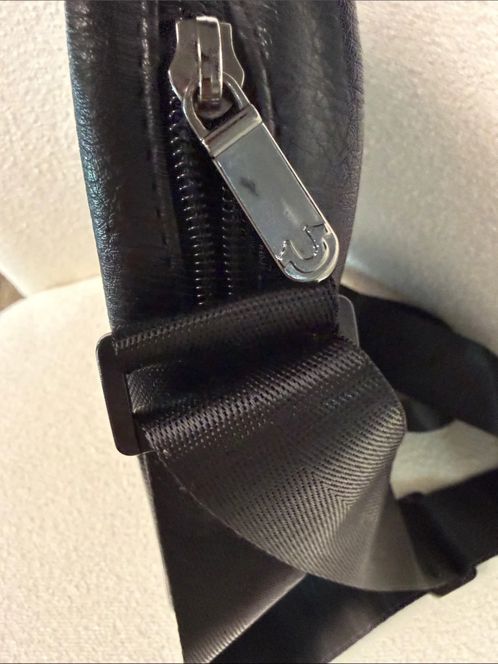 True Religion Black Crossbody Messenger Bag with Patch Accents